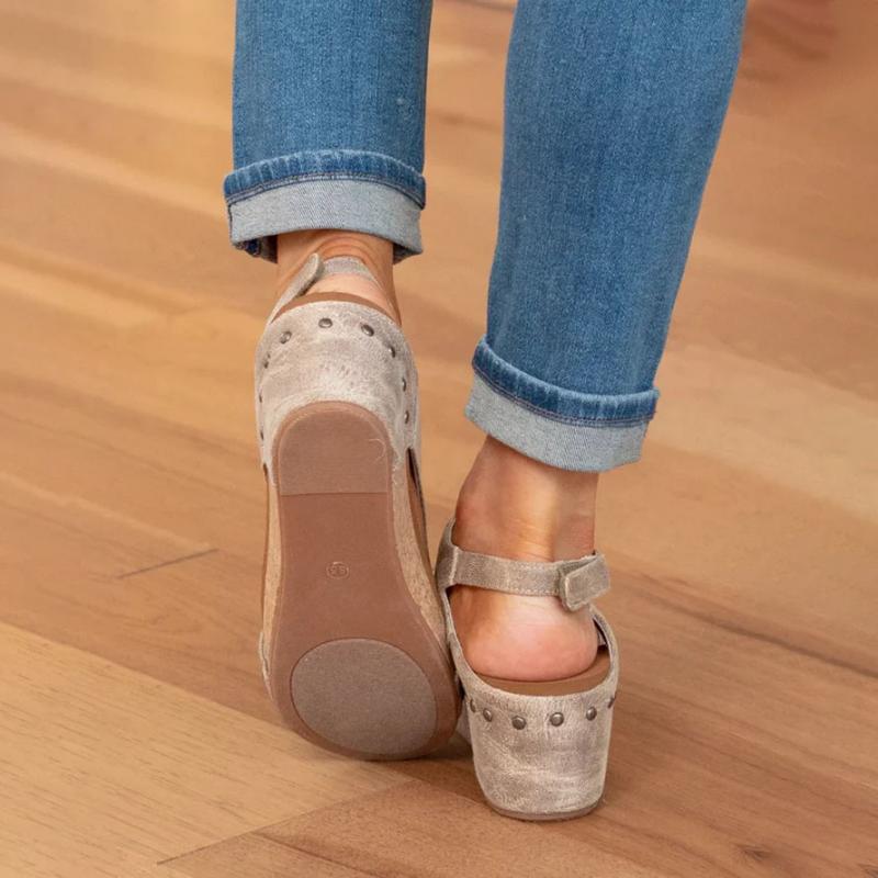 Sandalias ortopédicas con cuña y suela de corcho para mujer