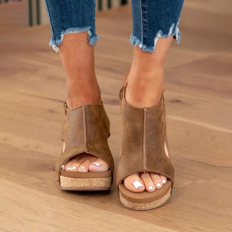 Sandalias ortopédicas con cuña y suela de corcho para mujer