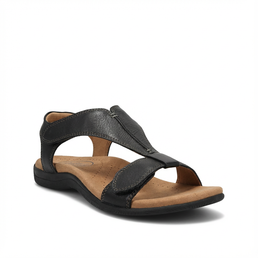 Sandalias ortopédicas para mujer con diseño de correa en T y cierre ajustable
