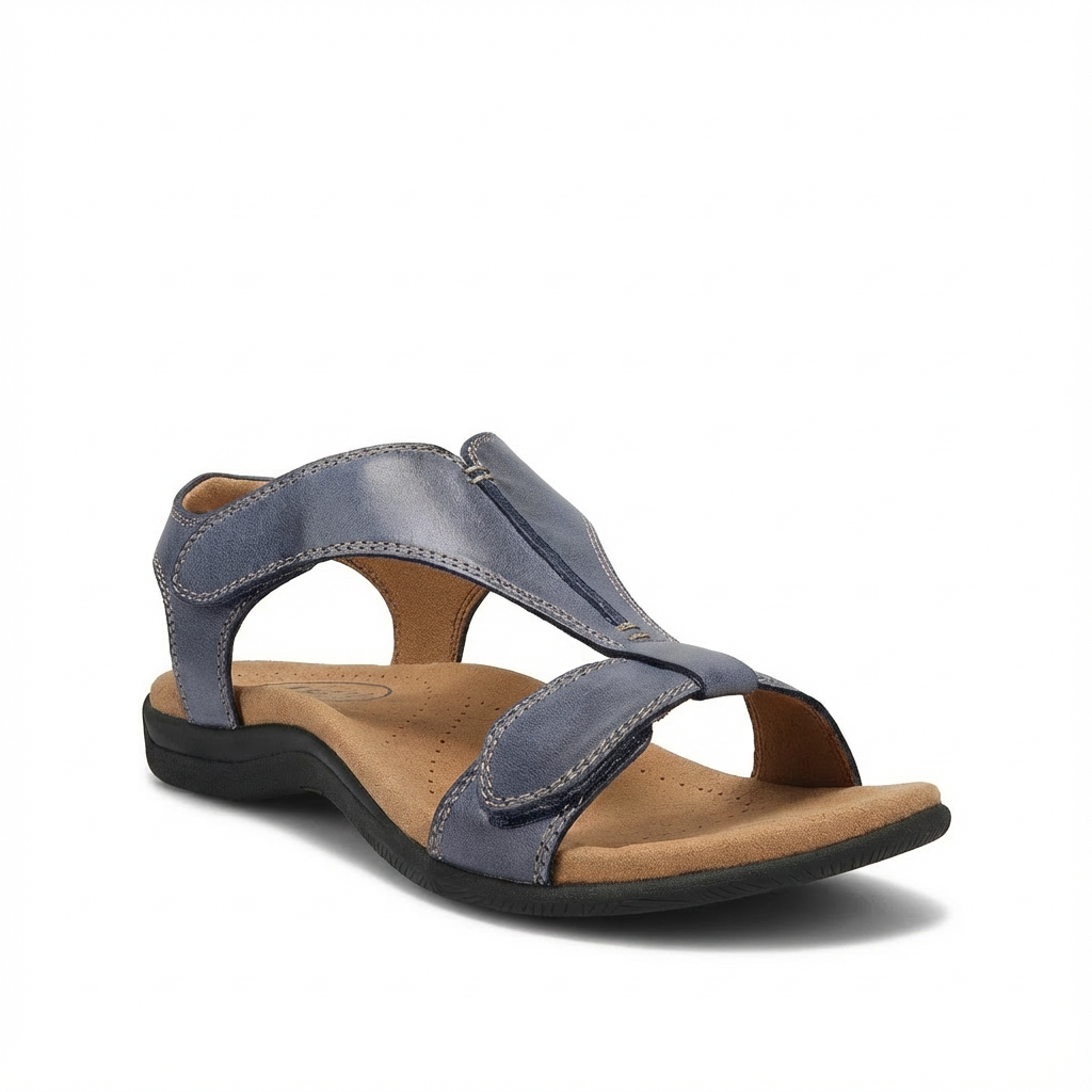 Sandalias ortopédicas para mujer con diseño de correa en T y cierre ajustable