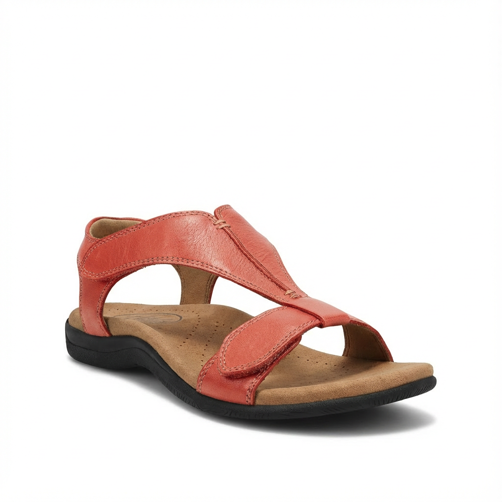 Sandalias ortopédicas para mujer con diseño de correa en T y cierre ajustable
