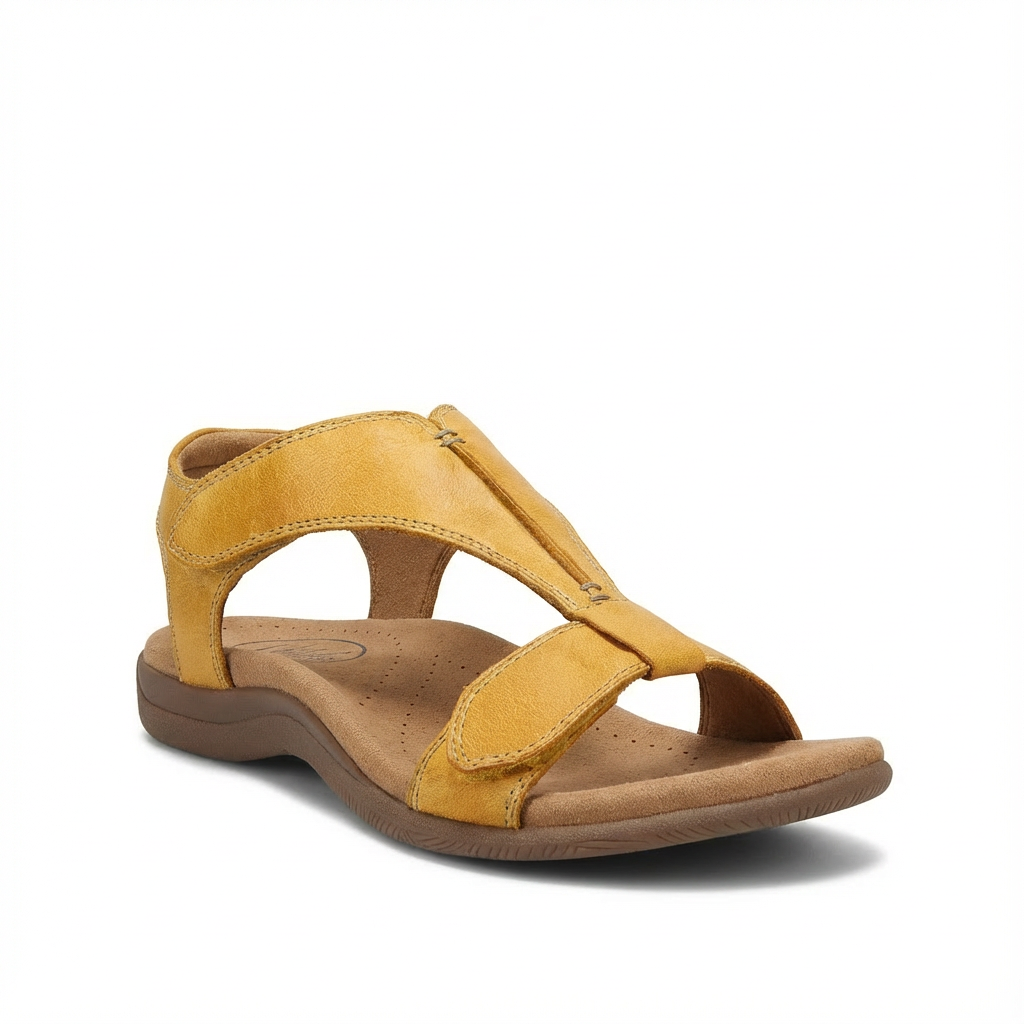 Sandalias ortopédicas para mujer con diseño de correa en T y cierre ajustable