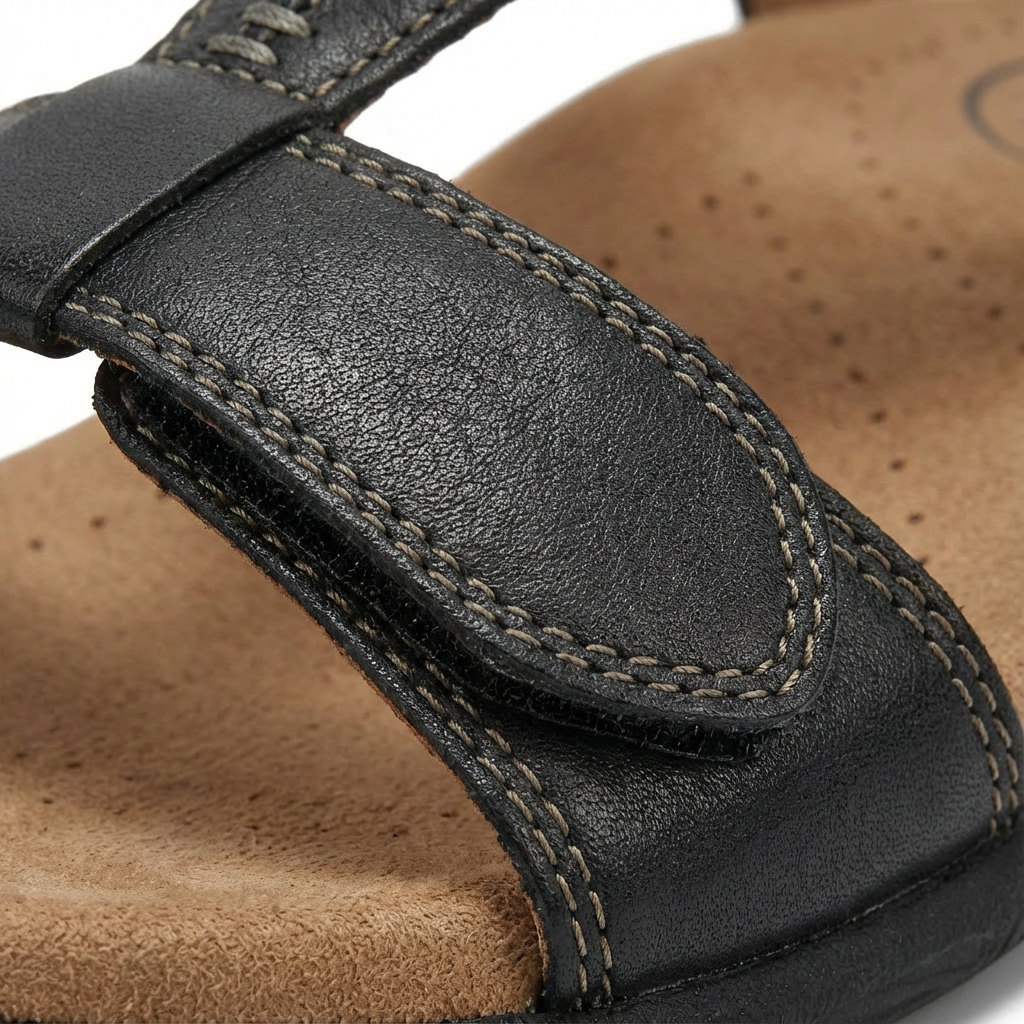 Sandalias ortopédicas para mujer con diseño de correa en T y cierre ajustable