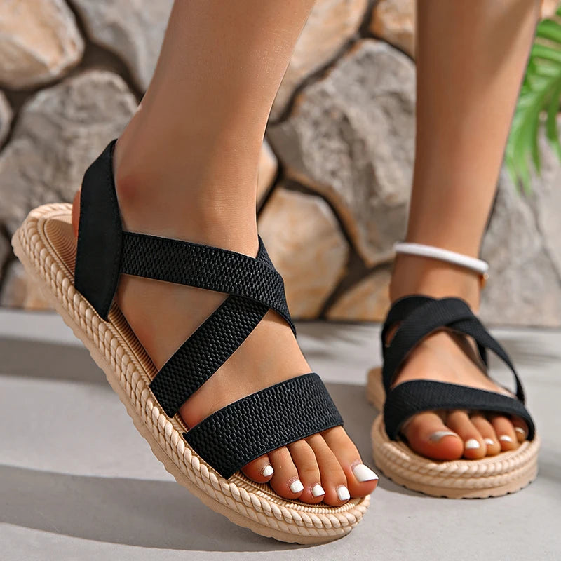 Sandalias ortopédicas para mujer con tiras cruzadas