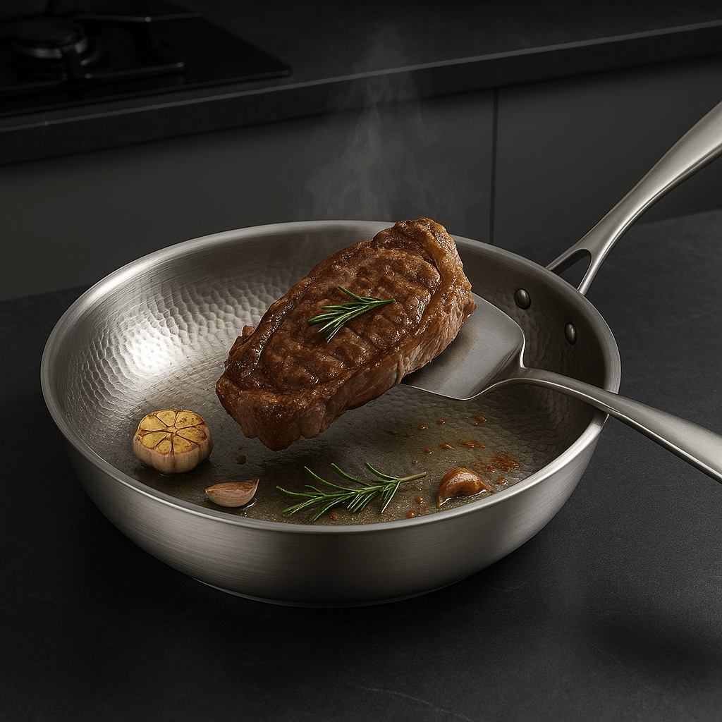 Sartén de titanio de alta calidad sin revestimiento para todo tipo de cocinas