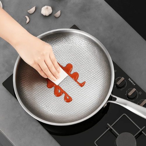 Sartén de titanio de alta calidad sin revestimiento para todo tipo de cocinas
