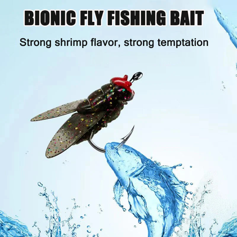 Señuelos de pesca biónicos con forma de mosca e insecto para pescadores, 20 piezas