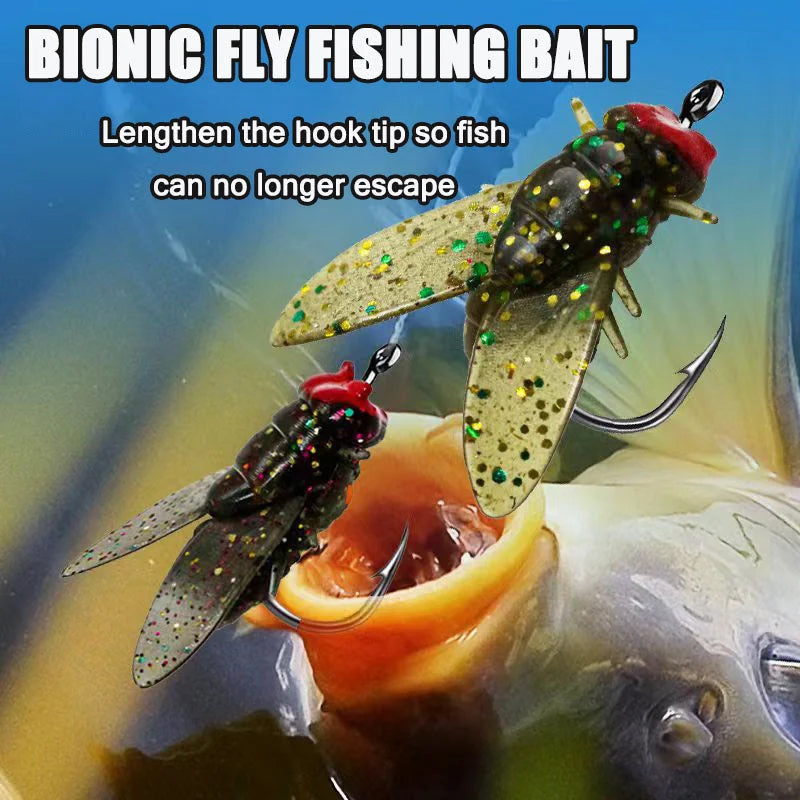 Señuelos de pesca biónicos con forma de mosca e insecto para pescadores, 20 piezas