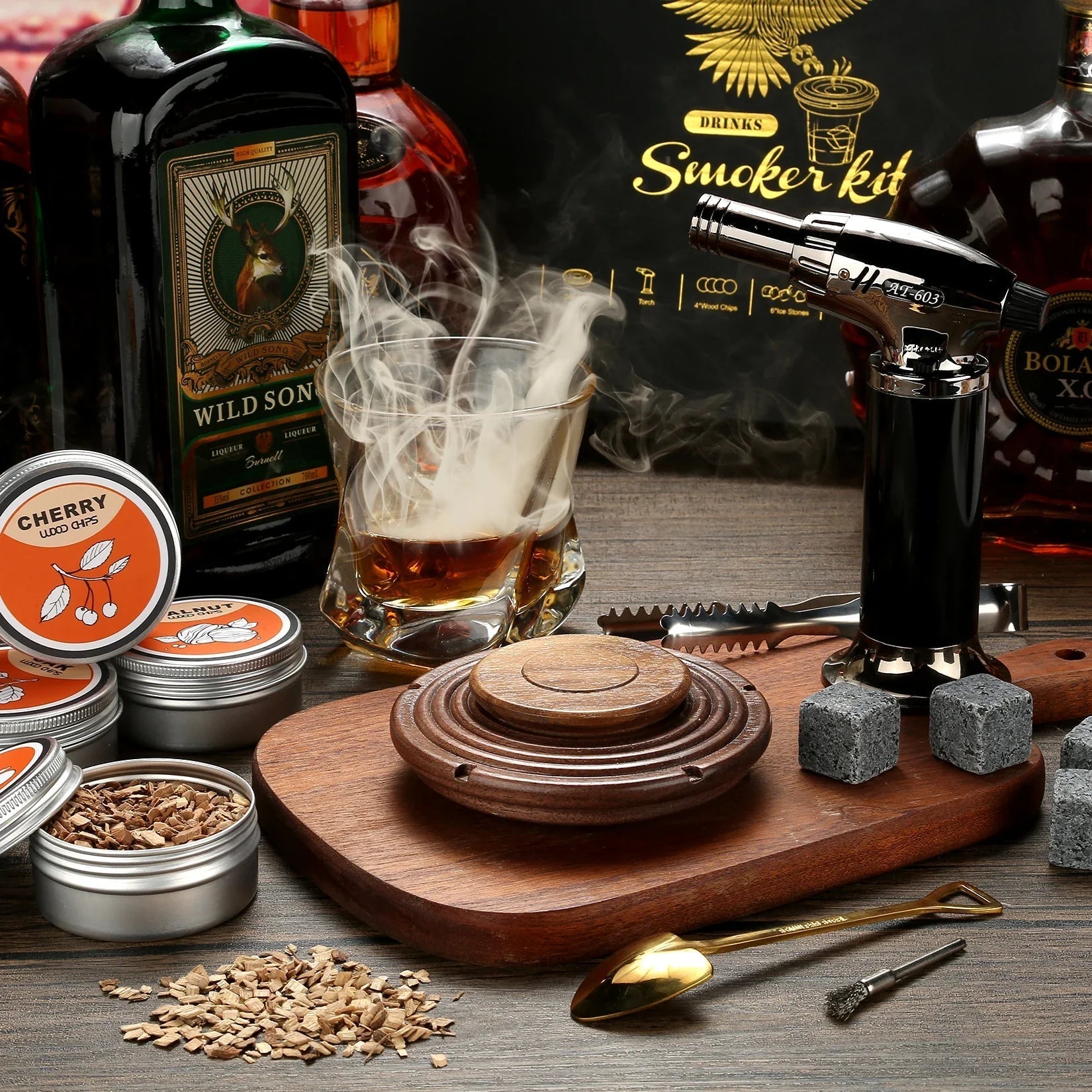 Set ahumador de coctelería para whisky y bourbon