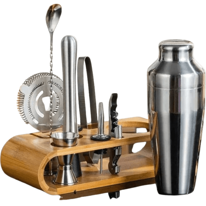 Set de coctelería de acero inoxidable de 10 piezas para preparación casera de cócteles