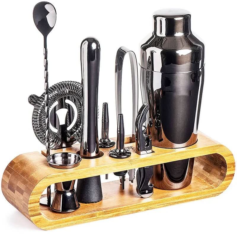 Set de coctelería de acero inoxidable de 10 piezas para preparación casera de cócteles
