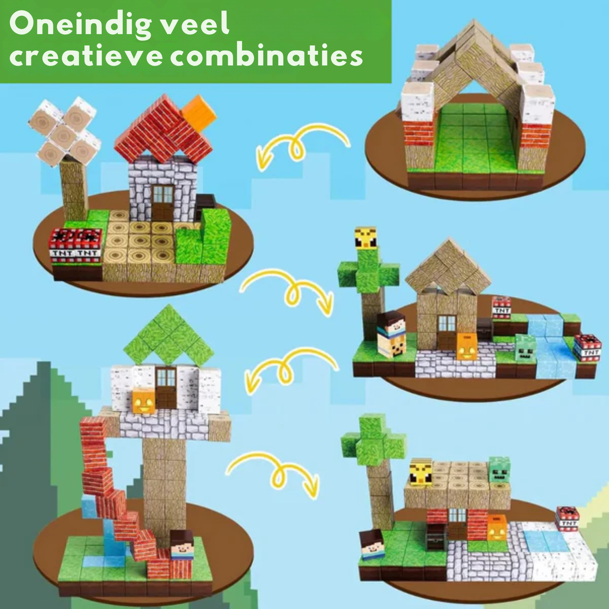 Set de construcción magnético estilo Minecraft
