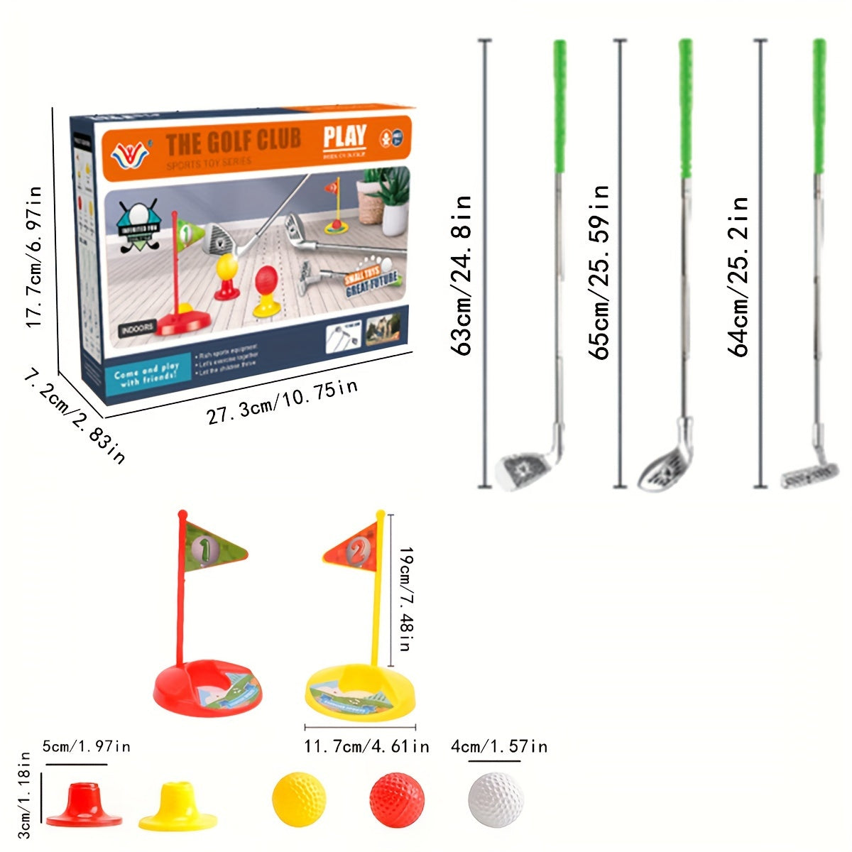 Set de golf infantil con palos ajustables y objetivos para horas de diversión