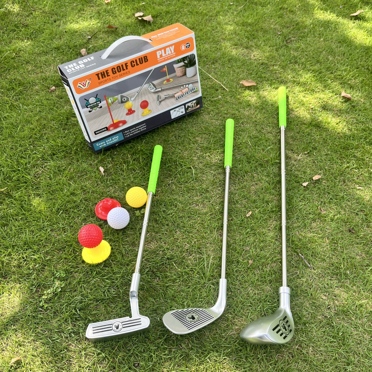Set de golf infantil con palos ajustables y objetivos para horas de diversión