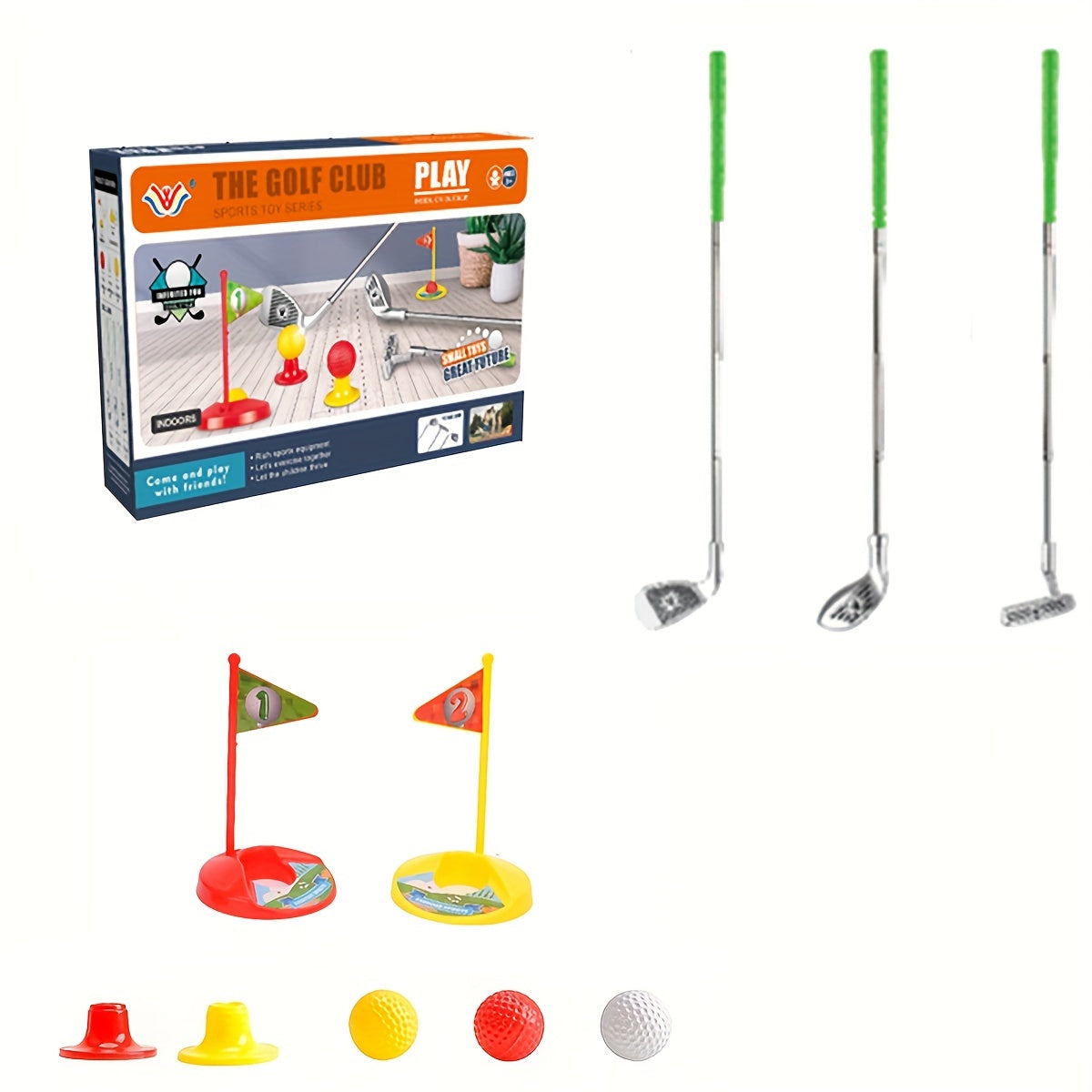Set de golf infantil con palos ajustables y objetivos para horas de diversión