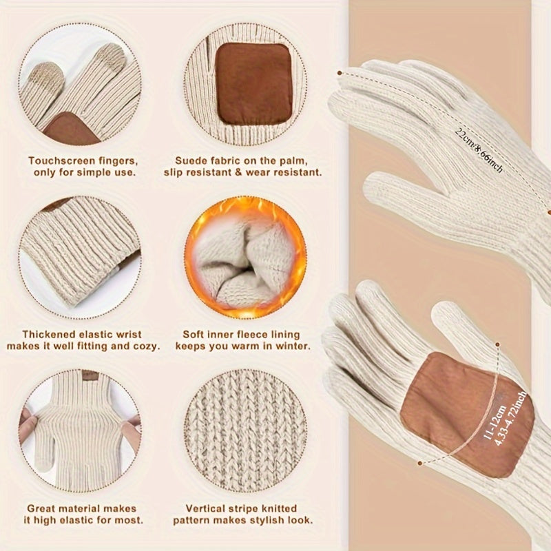 Set de Invierno 3 en 1 – Gorro Tejido Cálido, Bufanda y Guantes