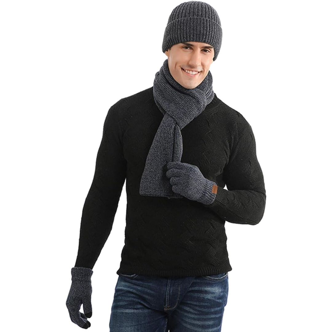 Set de invierno de gorro y guantes para hombre