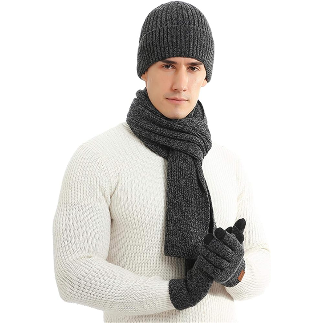 Set de invierno de gorro y guantes para hombre