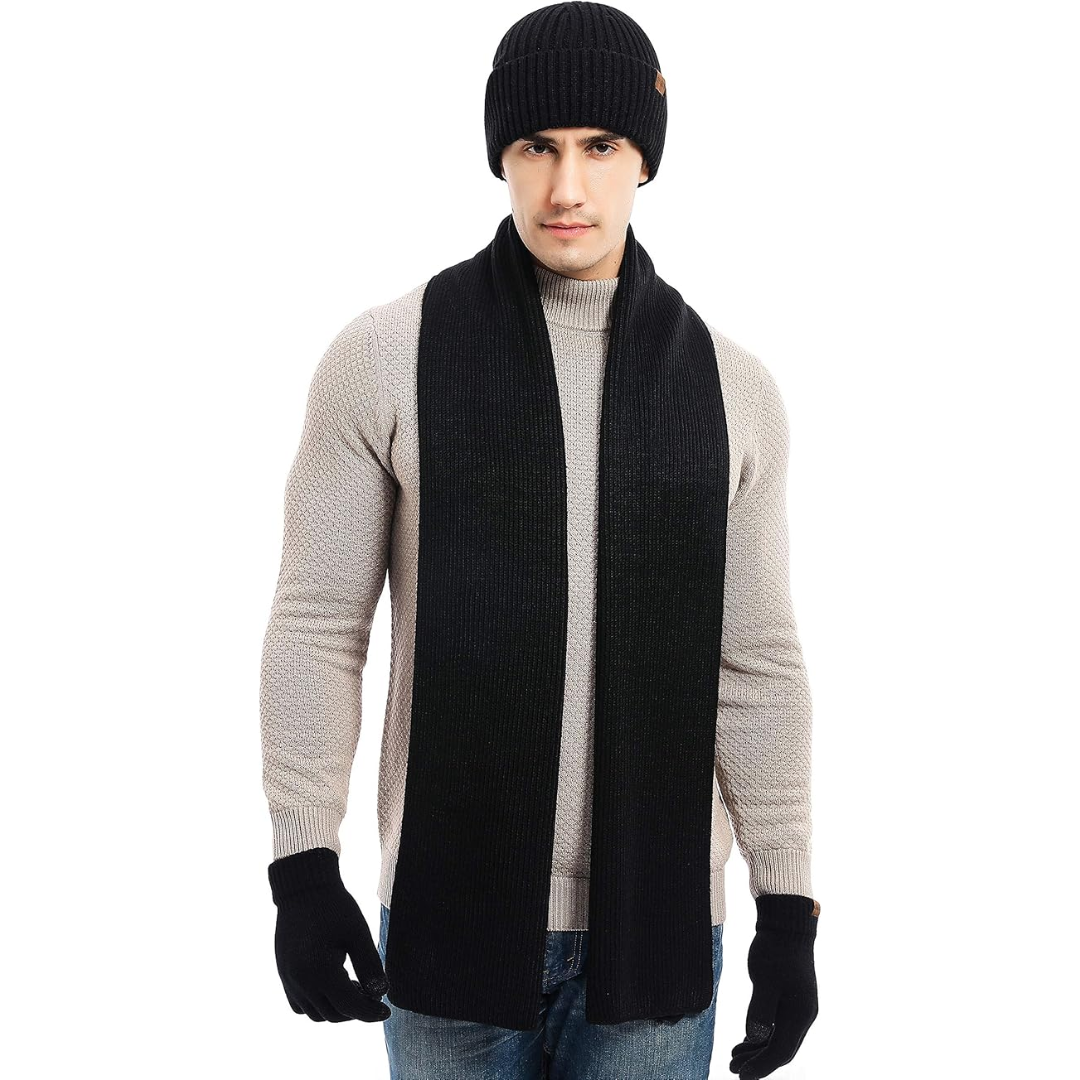 Set de invierno de gorro y guantes para hombre