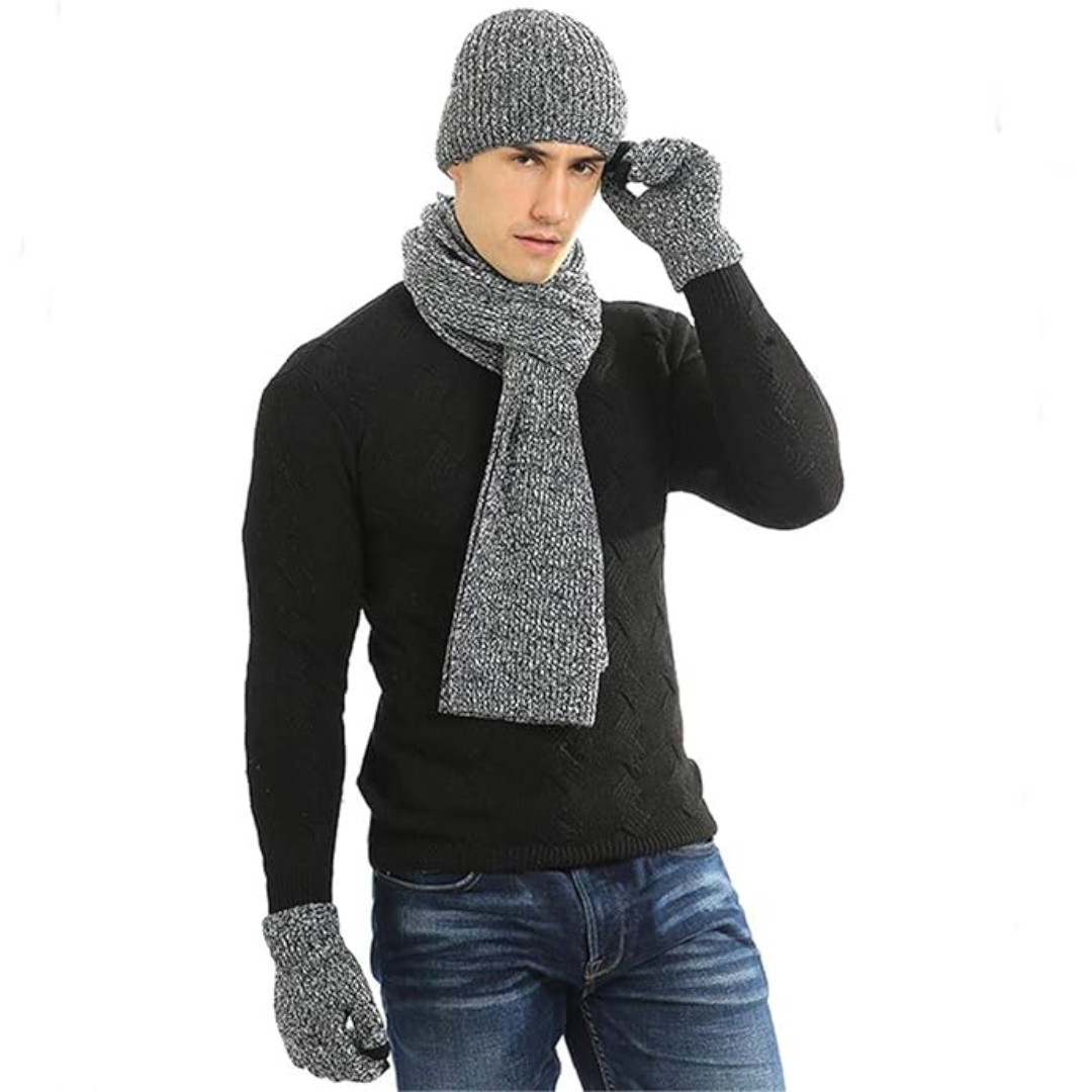 Set de invierno de gorro y guantes para hombre
