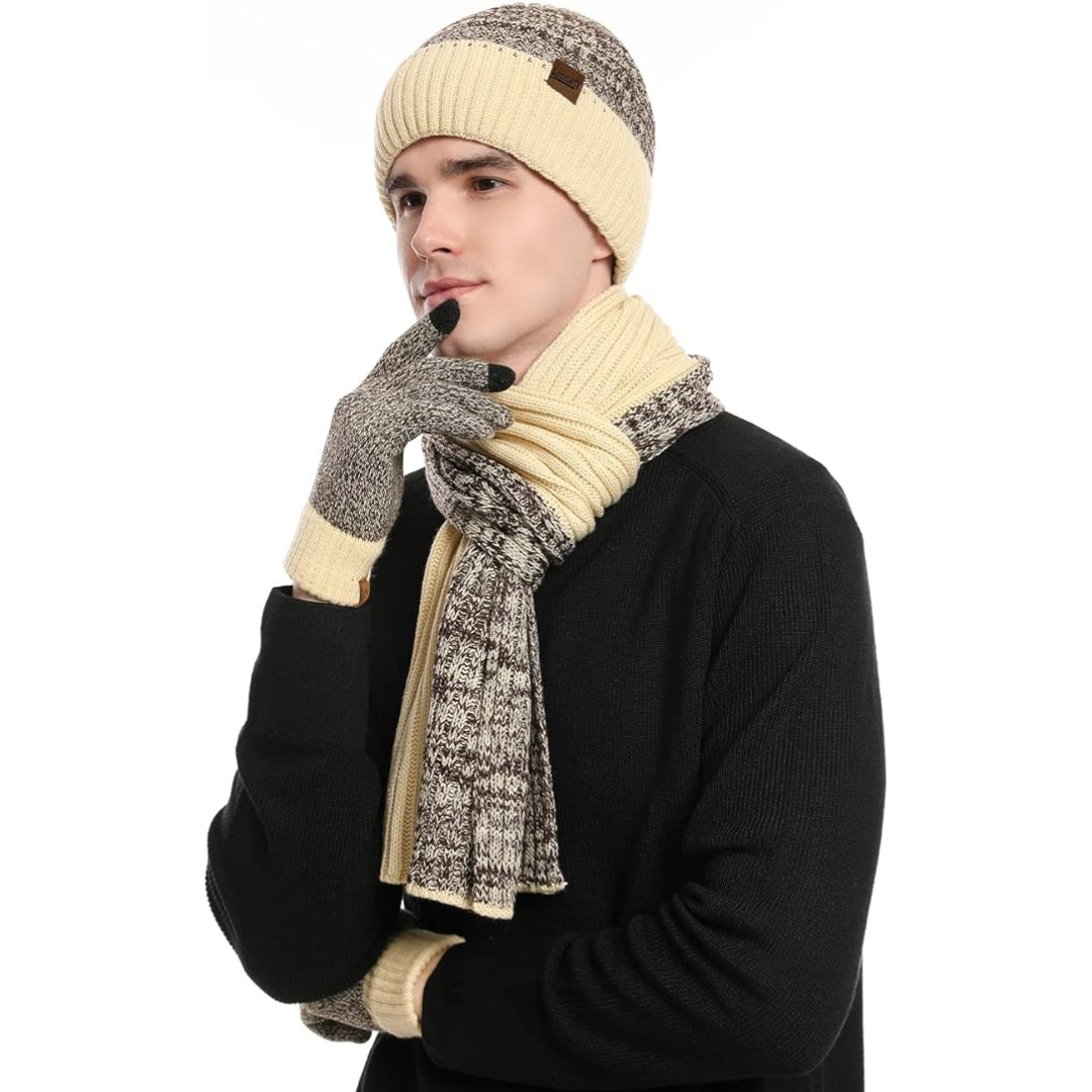 Set de invierno de gorro y guantes para hombre