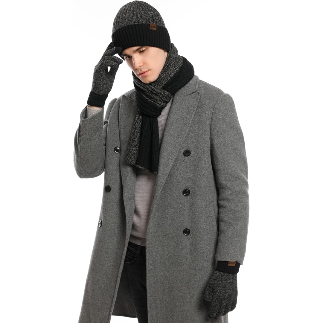 Set de invierno de gorro y guantes para hombre
