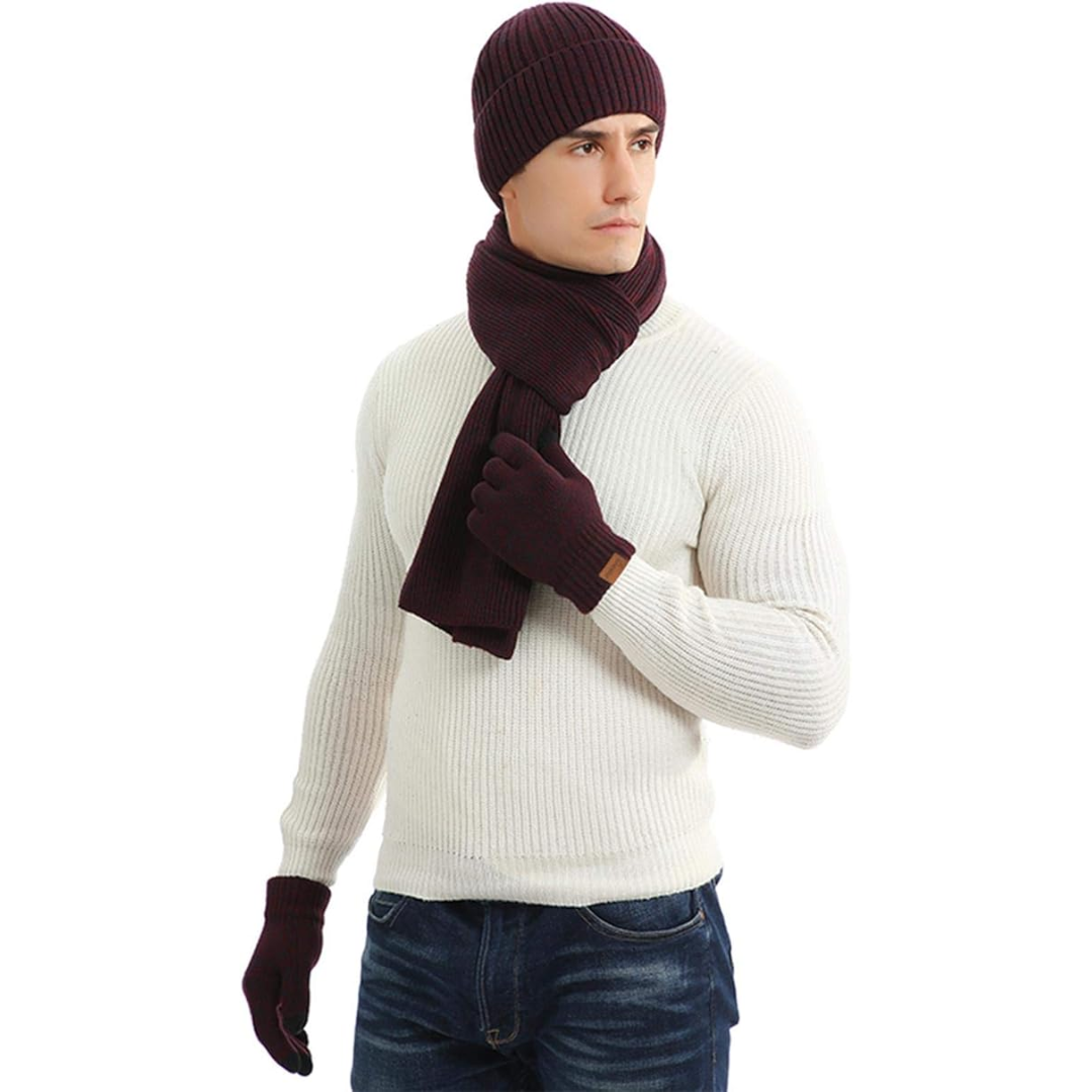 Set de invierno de gorro y guantes para hombre