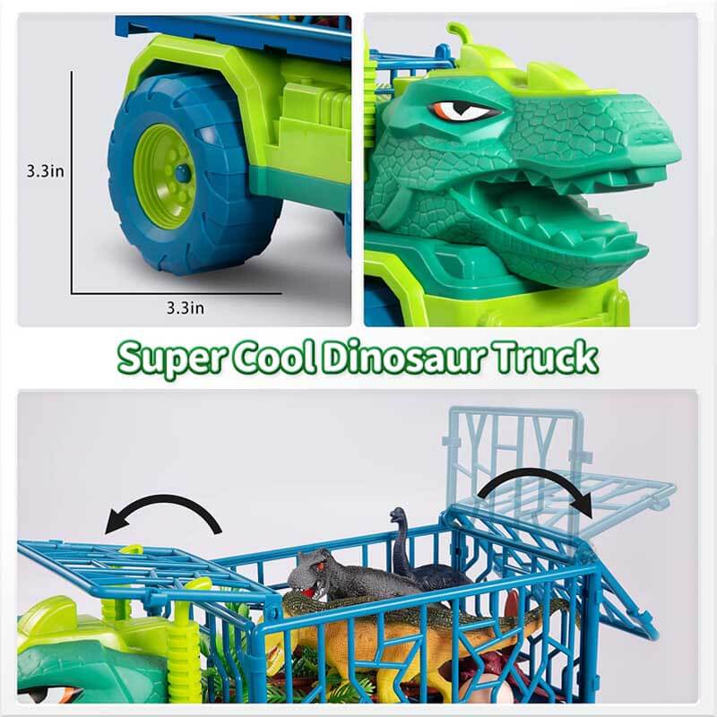Set de juego de camión de transporte de dinosaurios y figuras para niños