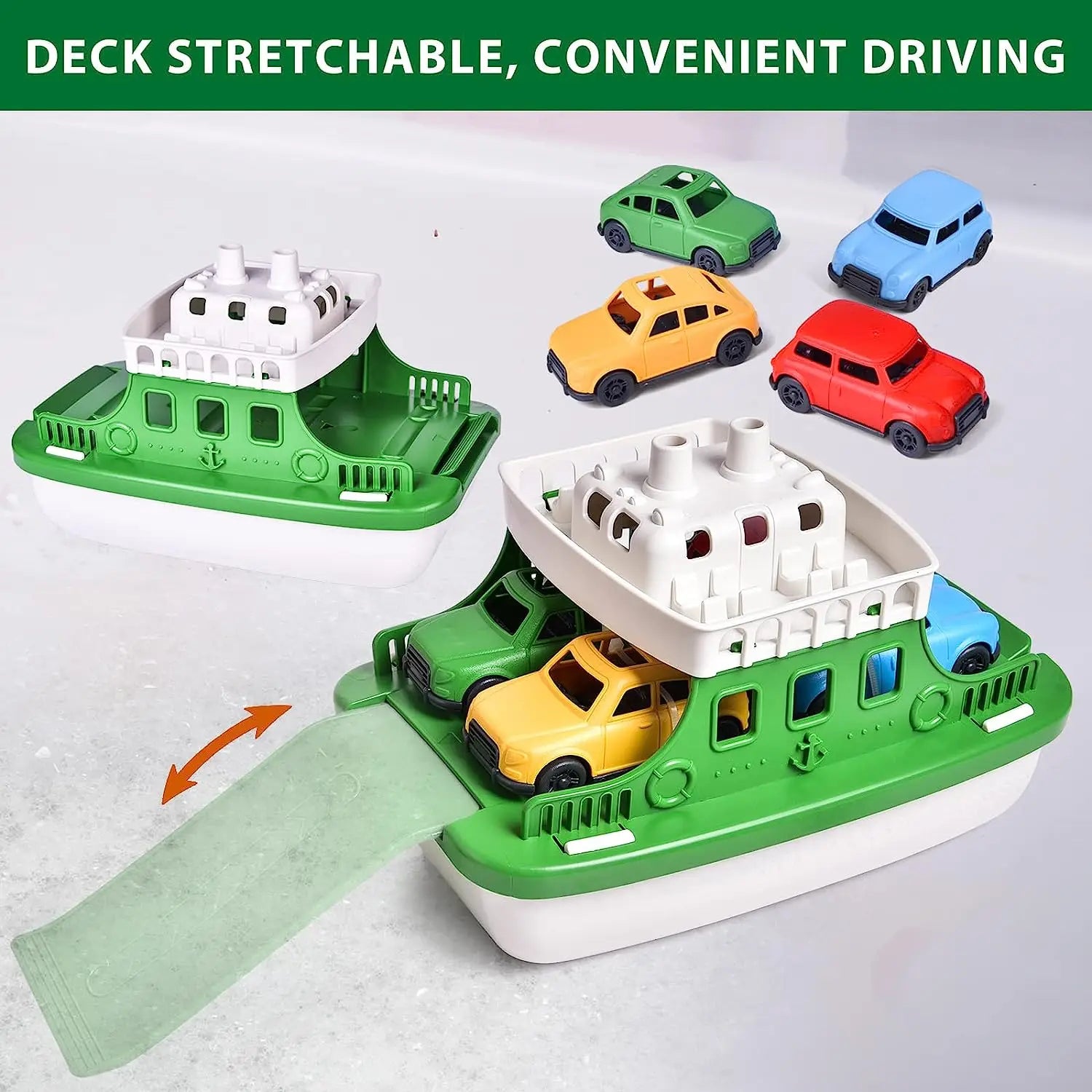 Set de juguetes acuáticos para el baño para niños - Barcos y coches