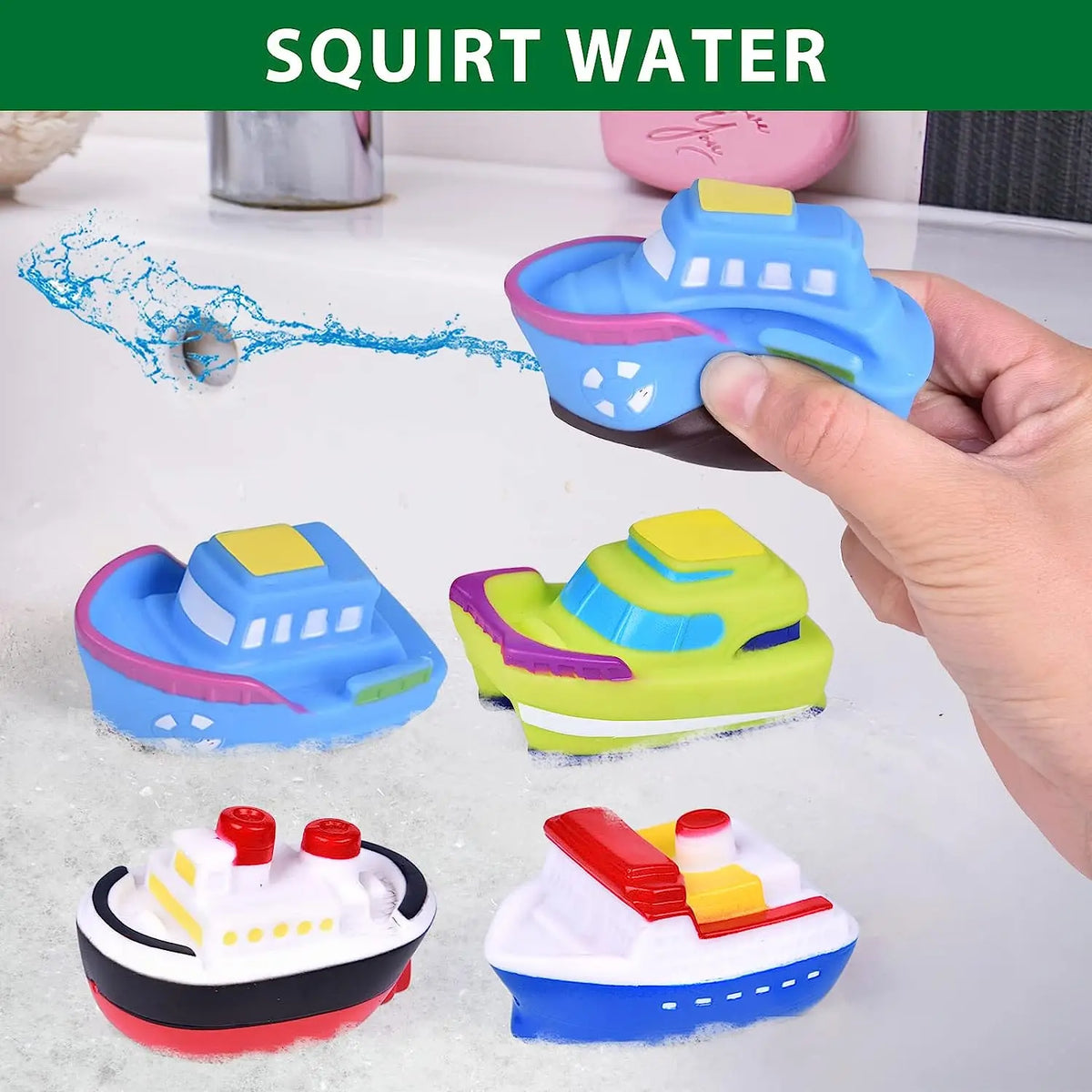 Set de juguetes acuáticos para el baño para niños - Barcos y coches