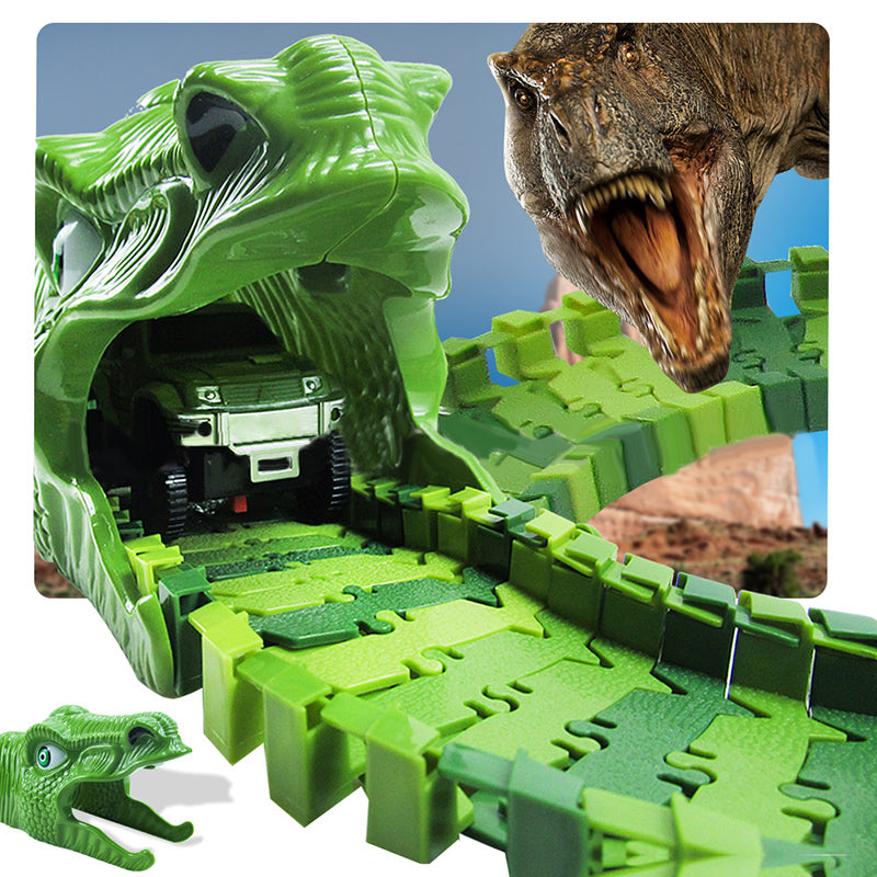 Set de juguetes de dinosaurios – Pista de carreras de aventuras 360° con luz y sonido