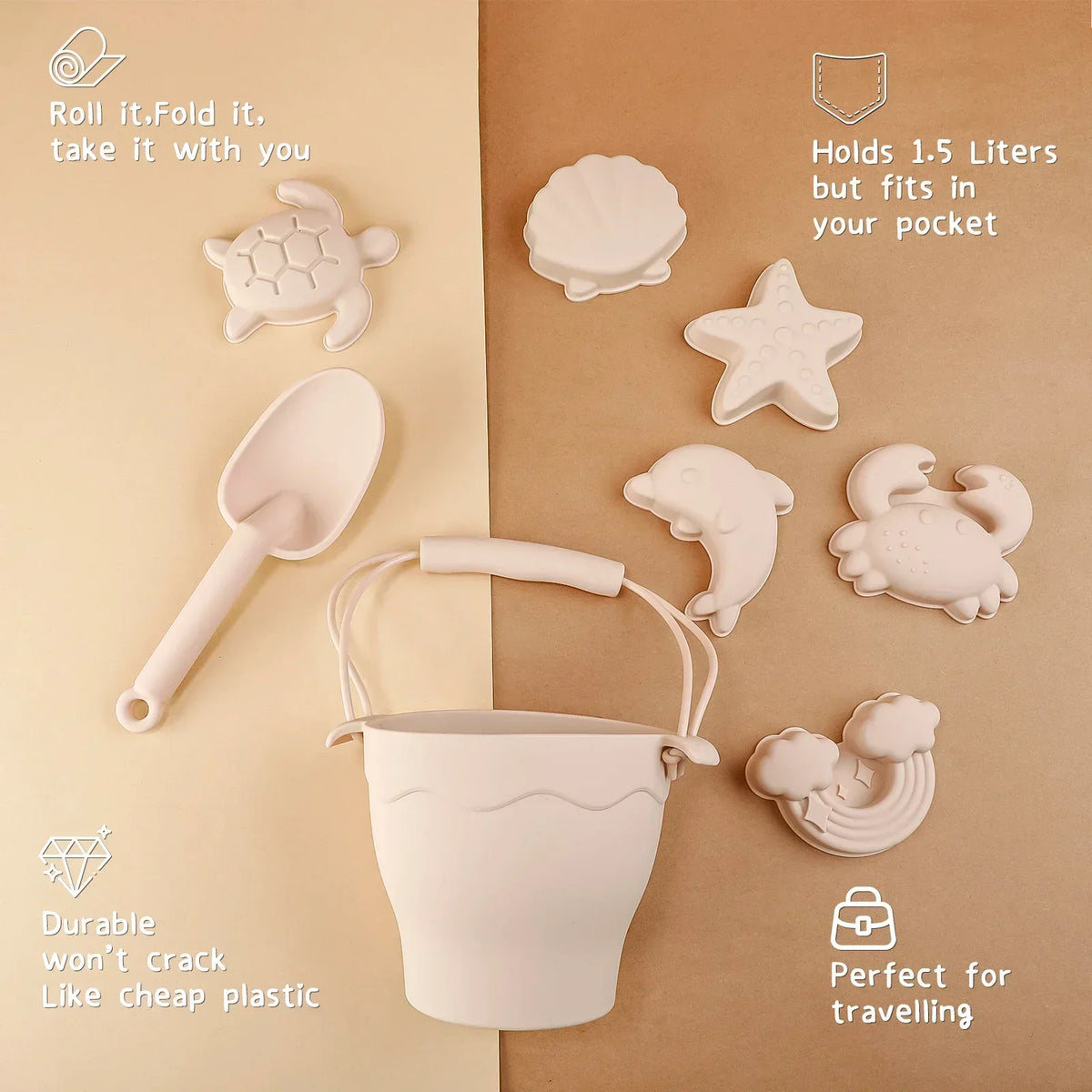 Set de juguetes de playa y arena de silicona ecológica