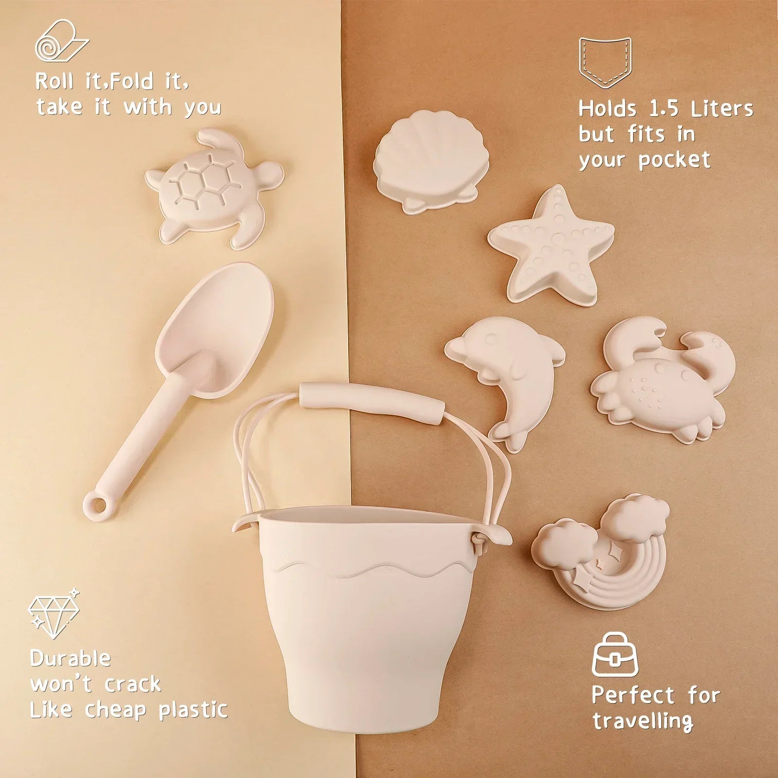 Set de juguetes de playa y arena de silicona ecológica