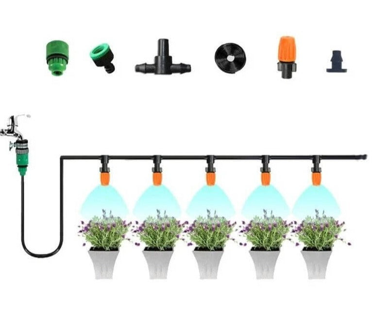 Set de nebulizadores profesionales | Sistema de riego para ahorro de agua y tiempo | Cabezales pulverizadores ajustables | Apto para jardines y patios | Fácil instalación