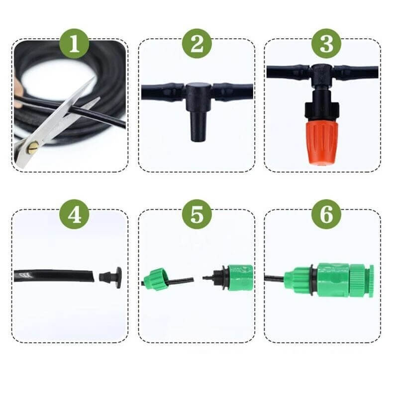 Set de nebulizadores profesionales | Sistema de riego para ahorro de agua y tiempo | Cabezales pulverizadores ajustables | Apto para jardines y patios | Fácil instalación