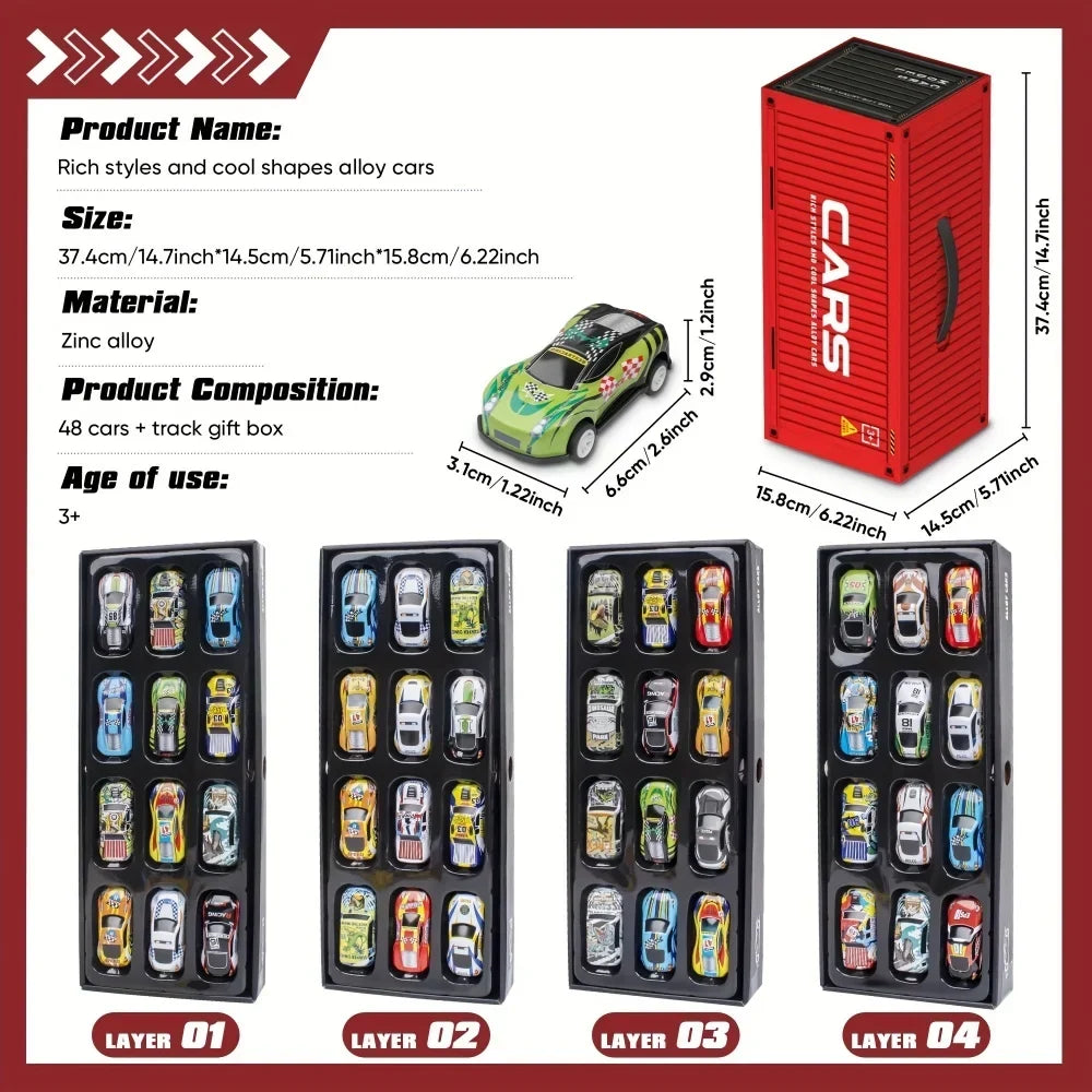 Set de supercoches de carreras de 48 piezas con pista para niños
