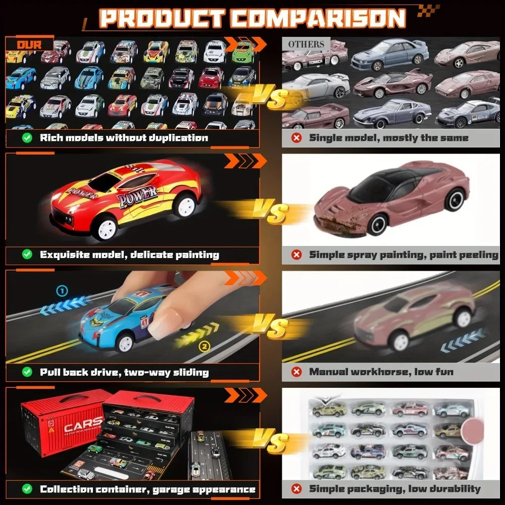 Set de supercoches de carreras de 48 piezas con pista para niños