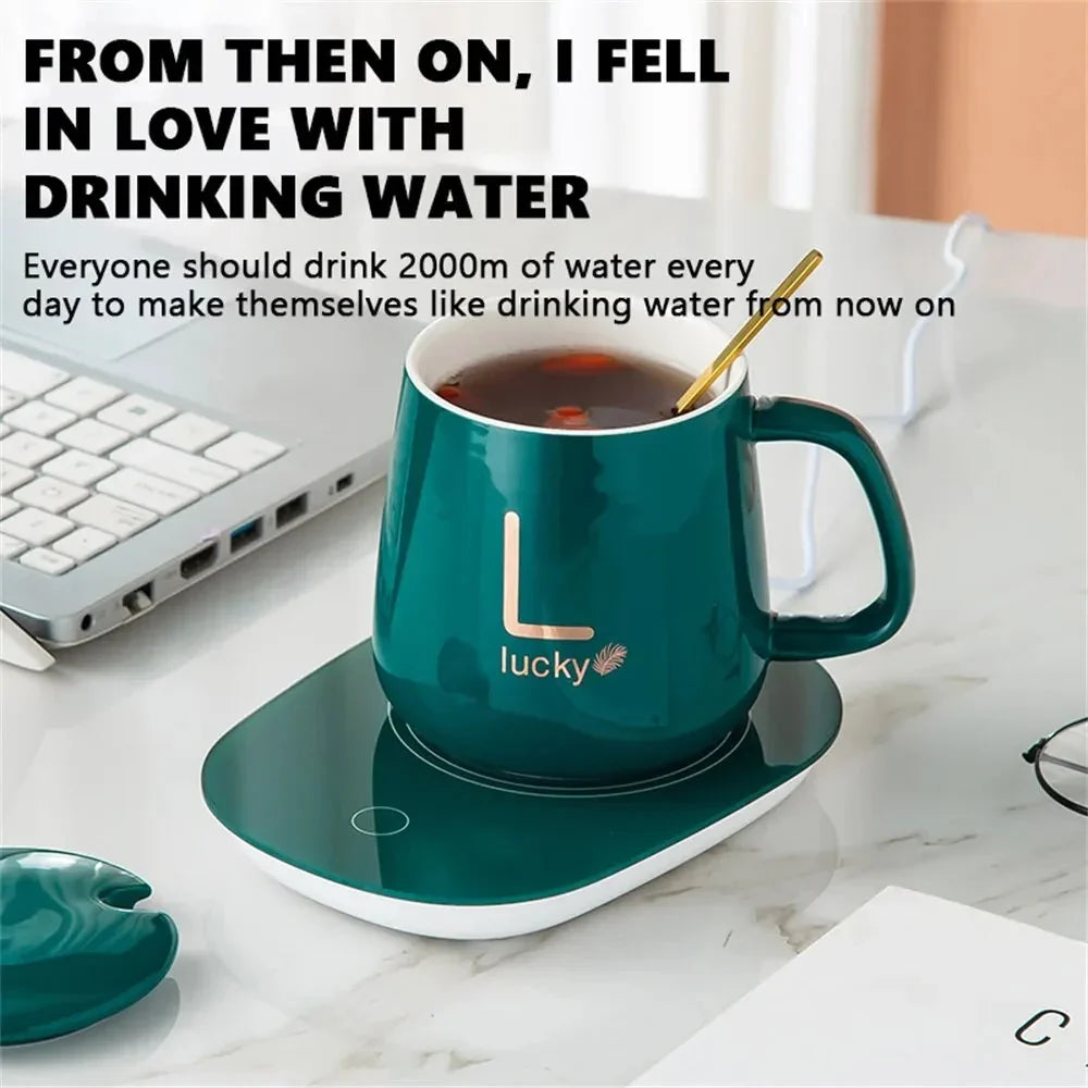 Set innovador de taza calefactable – Taza de cerámica con posavasos calefactor inteligente