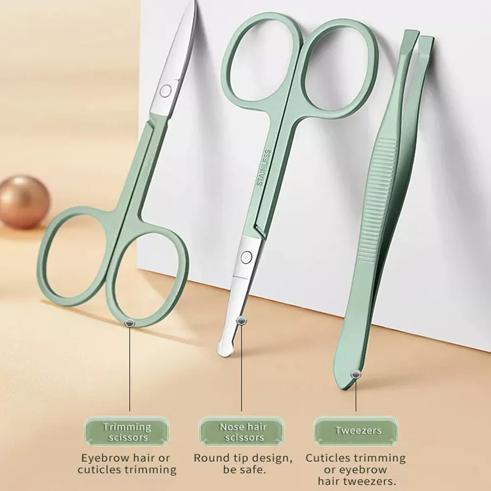 Set Profesional de Manicura y Pedicura de Acero Inoxidable, Portátil y Multifuncional con Estuche de Almacenamiento de Lujo