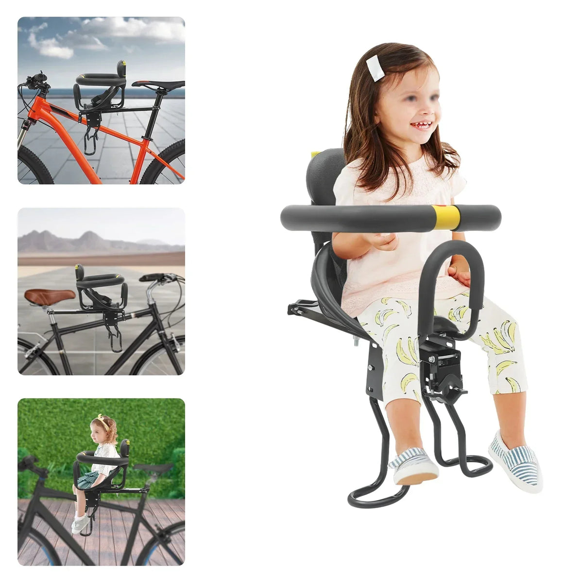 Silla de bebé delantera para bicicleta para niños pequeños (8 meses–6 años)