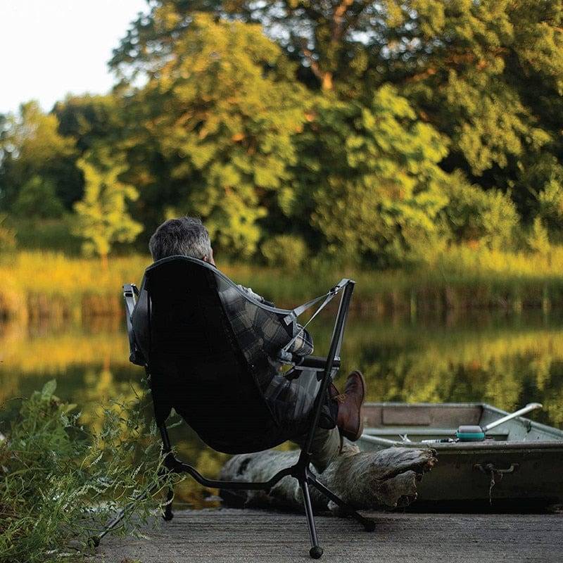 Silla mecedora plegable y portátil de exterior con almohada para camping y pesca