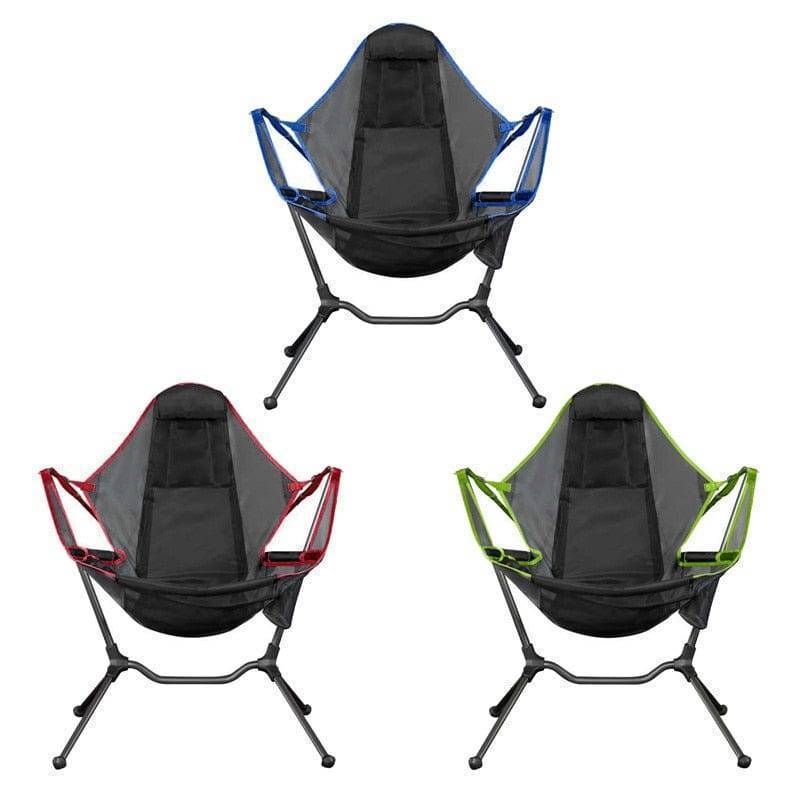 Silla mecedora plegable y portátil de exterior con almohada para camping y pesca