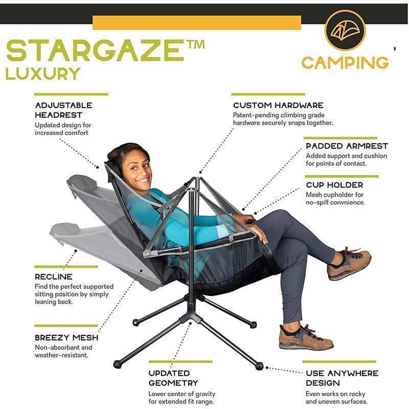 Silla mecedora plegable y portátil de exterior con almohada para camping y pesca