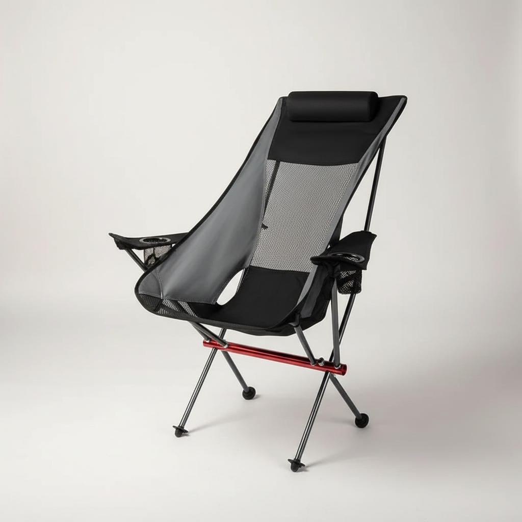 Silla plegable ultraligera con respaldo alto