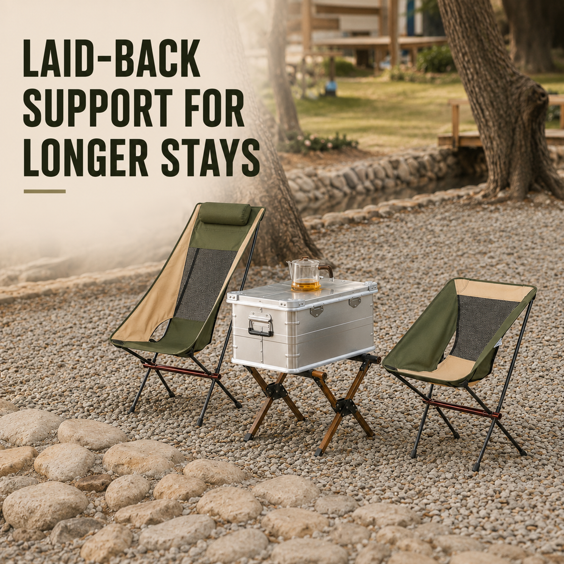 Silla plegable ultraligera con respaldo alto