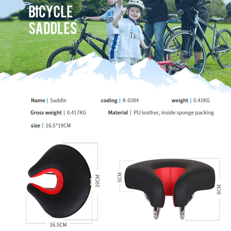 Sillín de bicicleta sin punta para bicicletas de montaña con acolchado grueso y suave (Negro)
