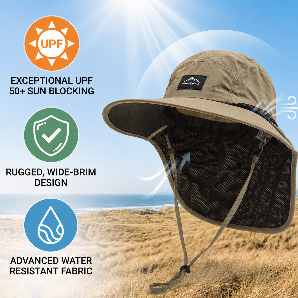 Sombrero de sol para senderismo con cubrenuca | UPF 50