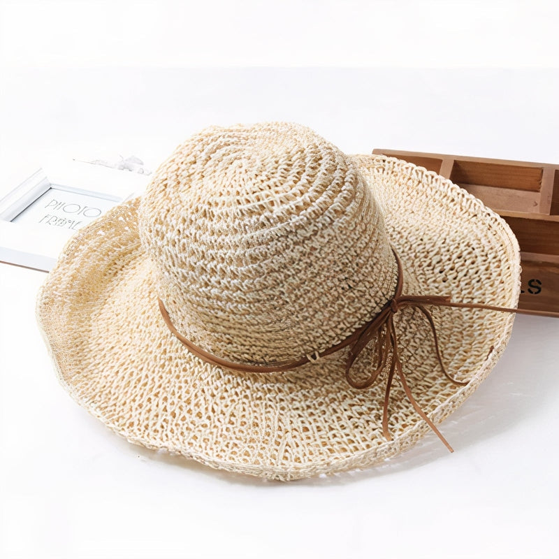 Sombrero de sol tipo fedora plegable de ala ancha para mujer – Versátil