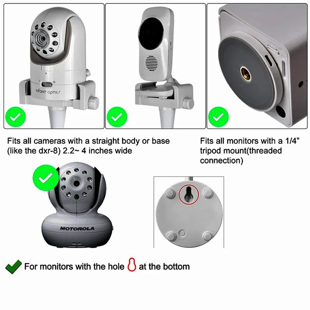 Soporte de Cámara para Vigilabebés | Soporte Universal Flexible para Cuna, Ajustable 360°, Blanco