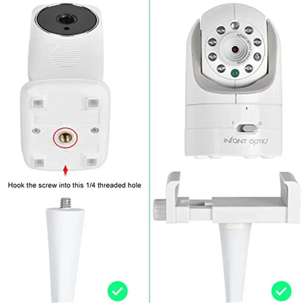 Soporte de Cámara para Vigilabebés | Soporte Universal Flexible para Cuna, Ajustable 360°, Blanco